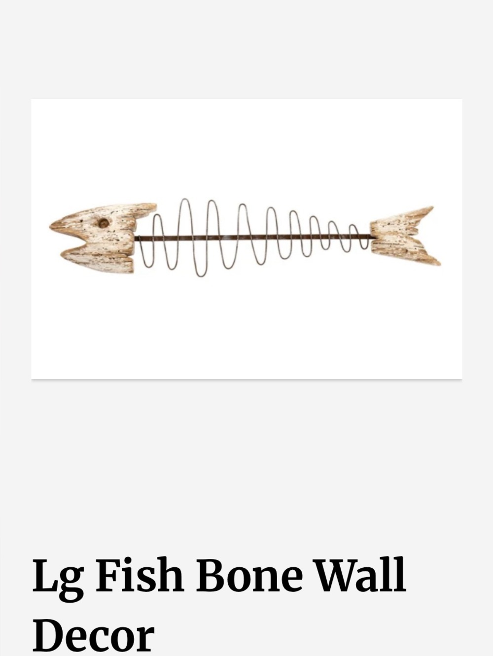 Lg Fish Bone Wall Decor in Distressed White and Brown